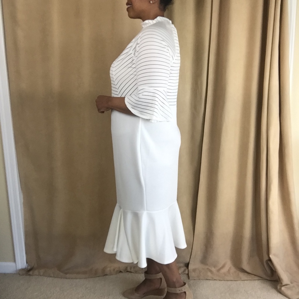 NWT Sheer Stripe Trumpet Dress w/ Bell Sleeves 3XL - Picture 5 of 16